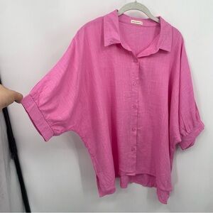 And The Why blouse Sz 1XL button front top short sleeve